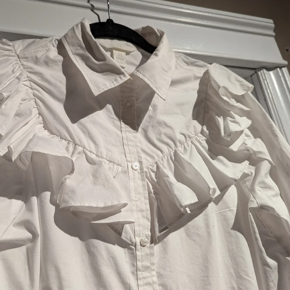 H&M White Ruffled Blouse - Picture 3 of 5